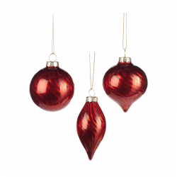 Bola Vidro Riscas em Espiral Vermelho 6cm - The Fairy Banquet - Goodwill GOODWILL GWP30522