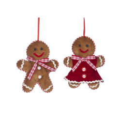 Gingerbread Boy or Girl Ornament 12cm - Gingerbread Town Brown And Red - Goodwill GOODWILL GWSA45710