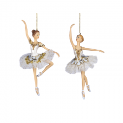 Ornamento Bailarina Delft em Tule 19cm - Cotton Candy Carnival Branco E Azul Claro - Goodwill GOODWILL GWTR20443