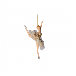 Ornamento Bailarina Pérola Branco e Dourado 19cm - The Art of Ballet - Goodwill GOODWILL GWTR20577