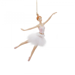 Ornamento Bailarina de Felpuda 21,5cm - The Art of Ballet Branco E Rosa - Goodwill GOODWILL GWMC38398