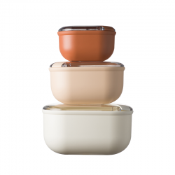 Set of 3 Airtight Containers with Lids Beige - Pull Box - Omada OMADA OMM6753CA1