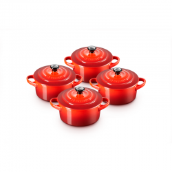 Set 4 Mini Cocottes Grés 250ml Cerise - Le Creuset