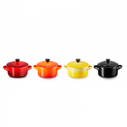 Set 4 Mini Cocottes 250ml Cerise, Volcanico, Negro y Soleil - Le Creuset