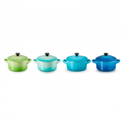 Set 4 Mini Cocottes 250ml Caribe, Marseille, Palm y Cool Mint - Le Creuset