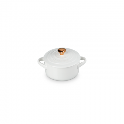 Mini Cocotte Blanco con Pomo Corazón Dorado - L'Amour - Le Creuset
