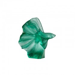 Crystal Sculpture Fish Green - Fighting Fish - Lalique