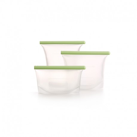 Kit of 3 Reusable Silicone Bags Clear And Green - Lekue LEKUE LK3400800SURU004