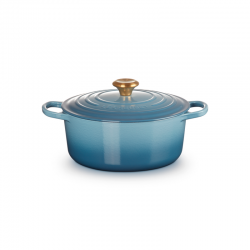 Cocotte Redonda 26cm Chambray con Pomo Dorado - Signature - Le Creuset LE CREUSET LC21177264344441
