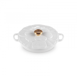 Cast Iron Petal Shallow Casserole Branca 26cm - Le Creuset