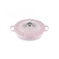 Cast Iron Petal Shallow Casserole Shell Pink 26cm - Le Creuset
