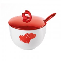 Sugar Bowl with Teaspoon Red - Love - Guzzini