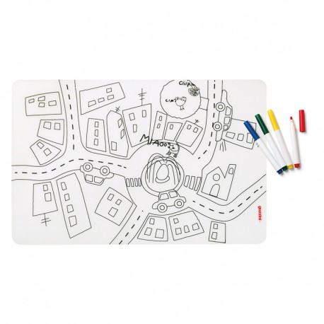 Set of Reusable Mats with 4 Felt-Tip Pens Traffic - Bimbi Assorted - Guzzini GUZZINI GZ22609452