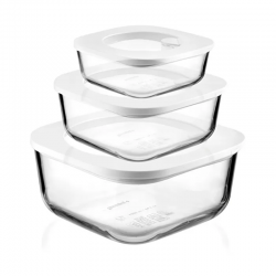Juego de 3 Recipientes de Vidrio Hermético - Store&More Blanco - Guzzini GUZZINI GZ11330311