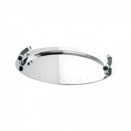 Tabuleiro Oval com Pegas 58cm Inox E Preto - Alessi ALESSI ALESMG09