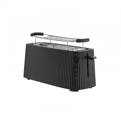 Long Double Compartment Toaster Black - Plissé - Alessi