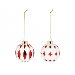 Conjunto de 2 Bolas de Natal Set3 - Delight Branco, Vermelho E Dourado - Alessi ALESSI ALESNZ04SET3