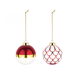 Set of 2 Christmas Balls Set4 - Delight White, Red And Gold - Alessi ALESSI ALESNZ04SET4