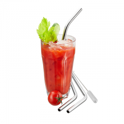 Set of 4 Stainless Steel Straw 23cm - Future Transparent - Gefu