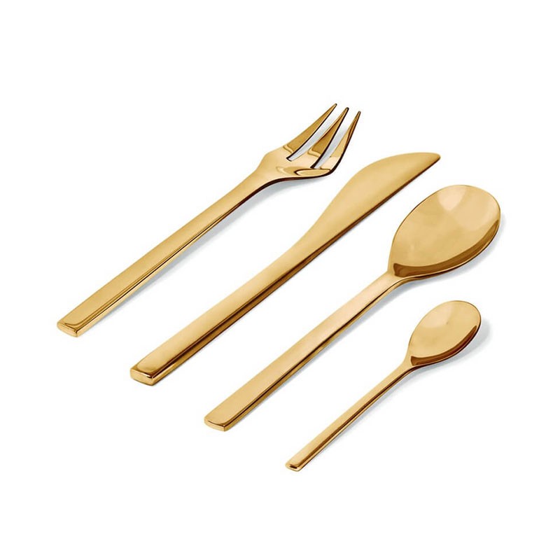 Cutlery Set 24 Pieces Colombina Collection Brass Gold Alessi