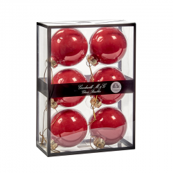 Set of 6 Opaque Red Glass Balls 7cm - Xmas Balls - Goodwill GOODWILL GWUG60003