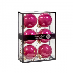Set of 6 Opaque Fuschia Glass Balls 7cm - Xmas Balls - Goodwill GOODWILL GWUG60006