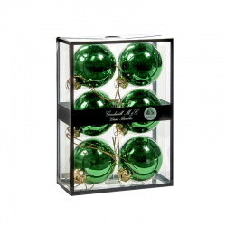 Juego 6 Bolas Vidrio Verde Esmeralda Brilliante 7cm - Xmas Balls - Goodwill GOODWILL GWUG60007