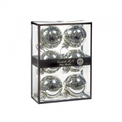 Juego 6 Bolas Vidrio Plateado Brilliante 7cm - Xmas Balls - Goodwill GOODWILL GWUG60015