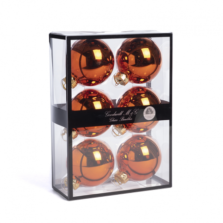 Juego 6 Bolas Vidrio Cobre y Naranja Brilliante 7cm - Xmas Balls - Goodwill GOODWILL GWUG60402