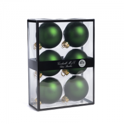 Set of 6 Matte Dark Green Glass Balls 7cm - Xmas Balls - Goodwill GOODWILL GWUG60408