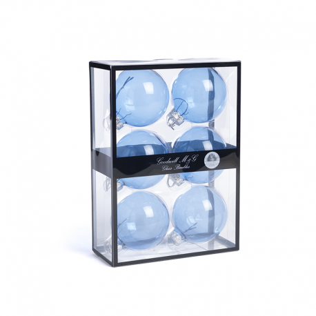 Juego 6 Bolas Vidrio Azul Transparente 7cm - Xmas Balls - Goodwill GOODWILL GWUG60414