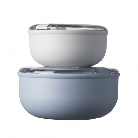 Set of 2 Grey and Blue Airtight Containers - Pull Box - Omada OMADA OMM6782CA1