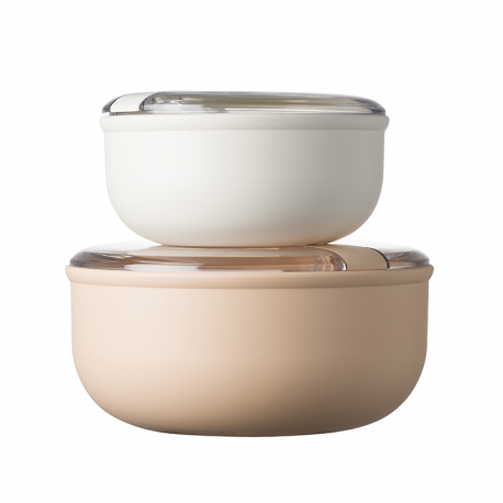 Set of 2 Ivory and Pink Airtight Containers - Pull Box - Omada OMADA OMM6782CA2