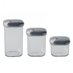 Conjunto de 3 Frascos Herméticos Antracite - Pull Box - Omada OMADA OMM6933AN