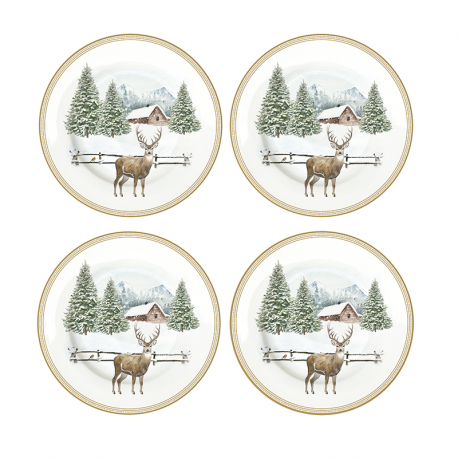 Set of 4 Dessert Plates 19cm - White Forest Multicolored - Easy Life EASY LIFE ELR0924WHIF
