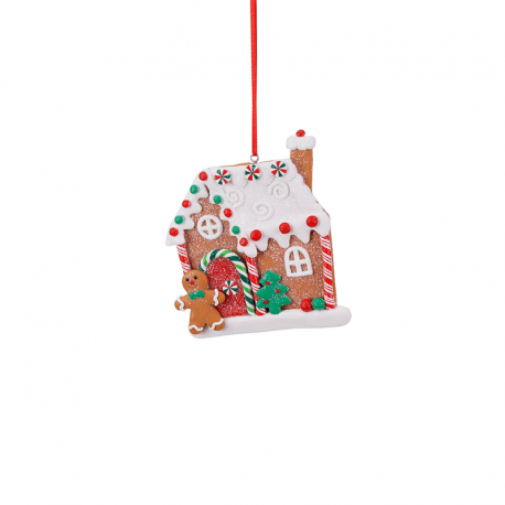 Ornamento Casa de Gengibre 10cm - Gingerbread Town Castanho E Vermelho - Goodwill GOODWILL GWKL60508