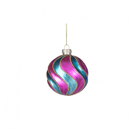 Bola de Vidrio con Rayas Espiral - Christmas Couture Rosa Y Azul - Goodwill GOODWILL GWP28360