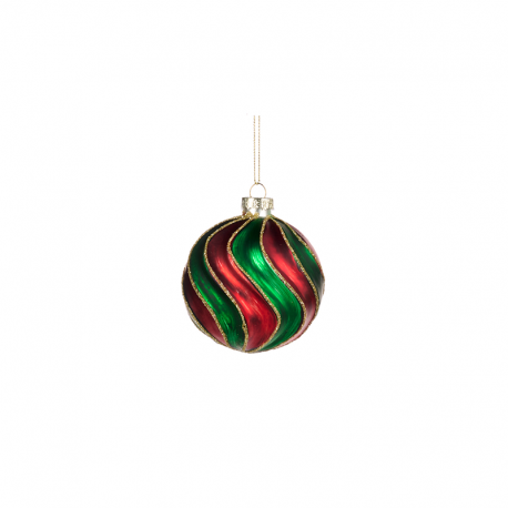 Bola de Vidrio con Rayas Espiral Verde/Rojo - Christmas Couture Rojo Y Verde - Goodwill GOODWILL GWP28363