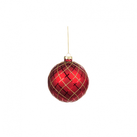 Red and Gold Glass Ornament 10cm - A Tartan Christmas Red And Gold - Goodwill GOODWILL GWP28493