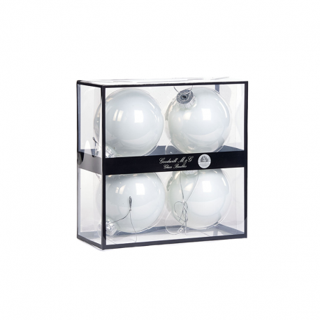 Conjunto 4 Bolas Vidro Branco Opaco 10cm - Xmas Balls - Goodwill GOODWILL GWUG60040