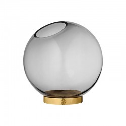 Vase With Stand Ø21Cm - Globe Black And Gold - Aytm