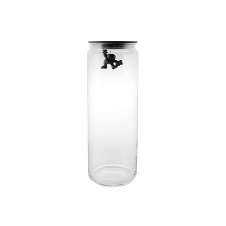 Kitchen Box with Hermetic Lid Black 2lt - Gianni a little man holding on tight - A Di Alessi A DI ALESSI AALEAMDR08B