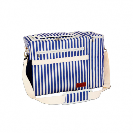 Striped Cooler Bag with Bottle Pocket Blue - Wd Lifestyle WD LIFESTYLE WD729BL
