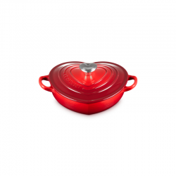 Caçarola Baixa Coração Cerise com Pega Prateada - L'Amour - Le Creuset