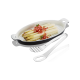 Serving Platter with Tongs - Presento Steel, Black And White - Gefu GEFU GF89584