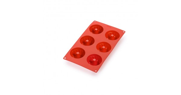 Lekue Silicone 6 Cavity Mini Savarin Baking Mold, Red