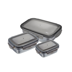 Set of 3 Airtight Food Containers - Preppo Grey - Gefu GEFU GF89522