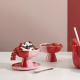 Strawberry Smoothie Foot Bowl and Ice Cream Spoon Set 11cm - Joy Pink And Red - Asa Selection ASA SELECTION ASA16491286