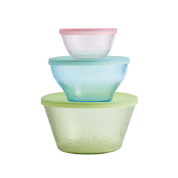 Conjunto de 3 Recipientes em Vidro com Tampa - Fresco Rosa, Verde E Azul - Alessi ALESSI ALESDC08SET
