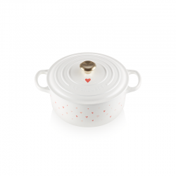 Round Casserole Hearts 22cm - L'Amour White - Le Creuset